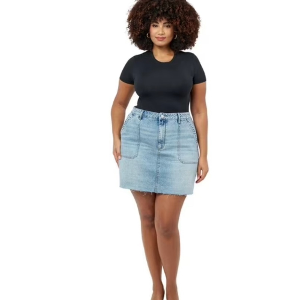 Edited by Remi Bader Stylish Light Wash‎ Denim Utility Skirt Plus Size: 18W